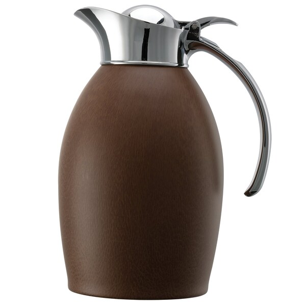 Service Ideas Nicollet Series Flip Top Stainless Vacuum Insulated Carafe, 33.8 Ounce, Italian Leather NIC10BSLTH - main
